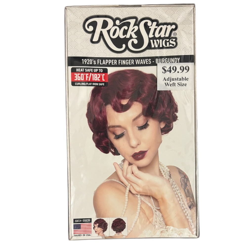Wig 1920's Flapper Finger Waves Burgundy Cosplay Halloween Rave Party Festival